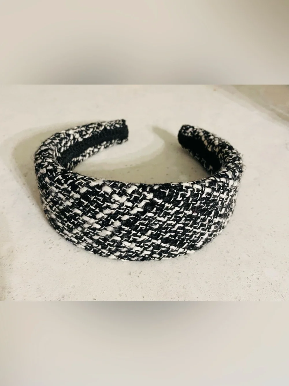 Black & White Tweed Padded Headband